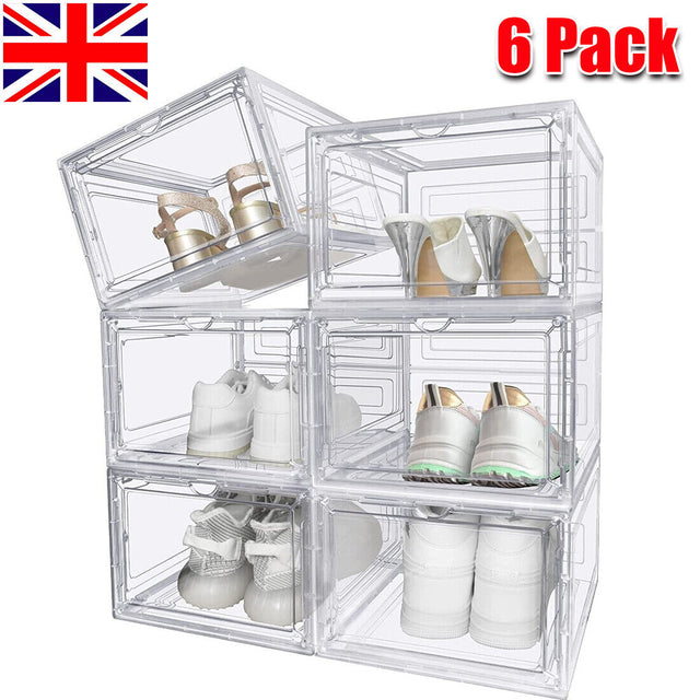 Hard-Shell Clear Shoe Boxes – Set of 6