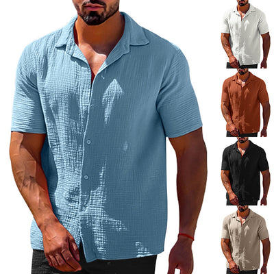 Men’s Linen Polo-Collar Shirt