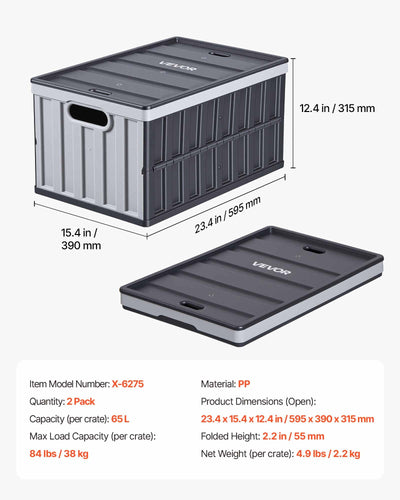 65L Collapsible Storage Bins – Set of 2
