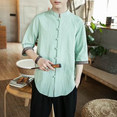 Contrast Casual Linen Shirt