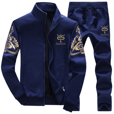 Men’s Printed Zip-Up Tracksuit Set