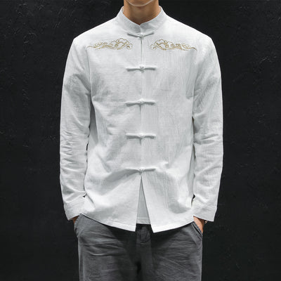 Embroidered Linen-Blend Oversized Shirt