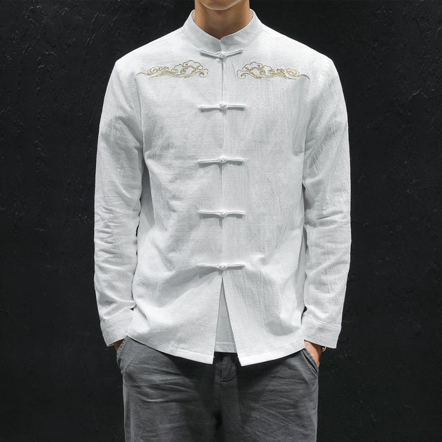 Embroidered Linen-Blend Oversized Shirt