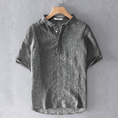 Striped Linen Short-Sleeve Shirt