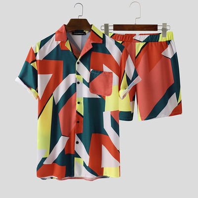 Men’s Vintage Printed Two-Piece Set