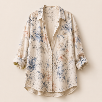 Floral Sketch Oversized Shirt