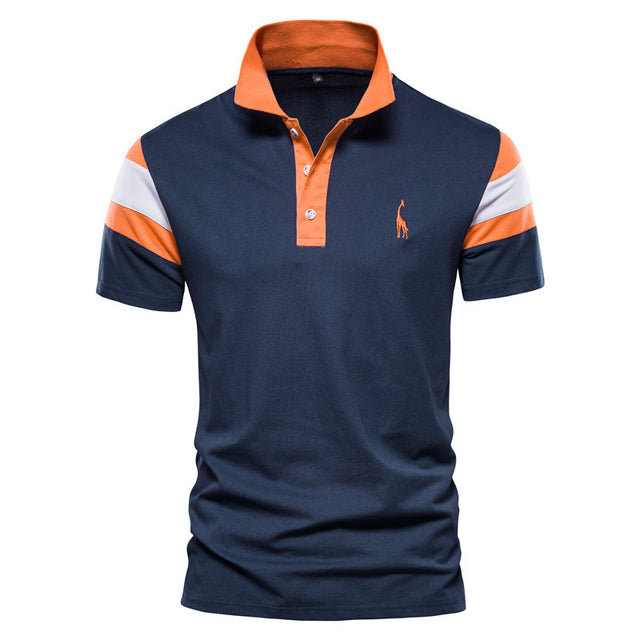 Men’s Embroidered Color-Block Polo
