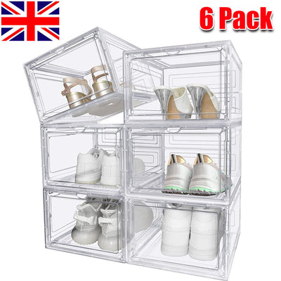 Hard-Shell Clear Shoe Boxes – Set of 6