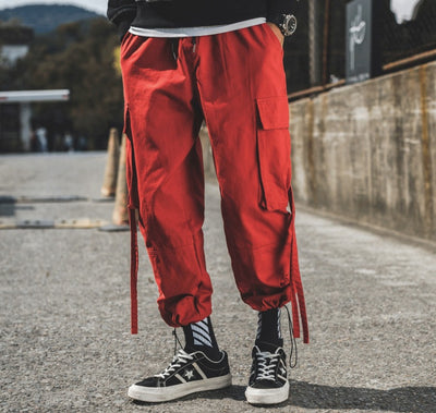 Ribbon-Detail Cargo Pants