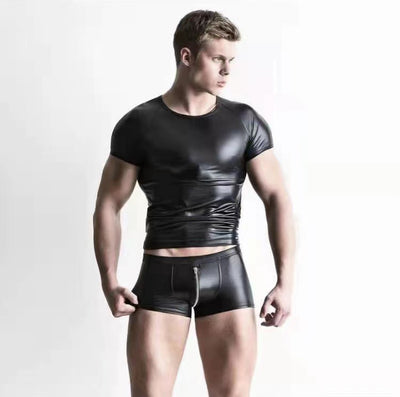 Men’s Striped Mesh Cropped Top