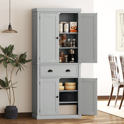 72.5-Inch Freestanding Pantry Cabinet – Gray