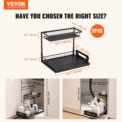 2-Tier Wire Pull-Out Cabinet Organizers – Set of 2