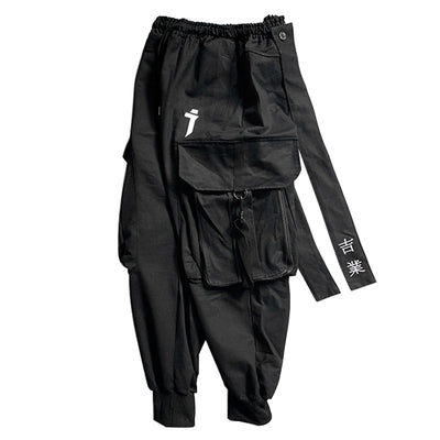 Embroidered Strap Cargo Pants