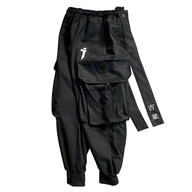 Embroidered Strap Cargo Pants