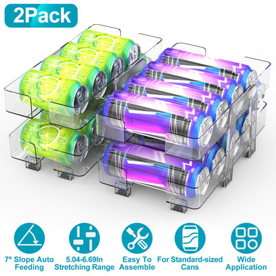Adjustable 2-Tier Soda Can Organizer – 2 Pack