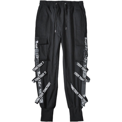 Black Multi-Pocket Cargo Joggers