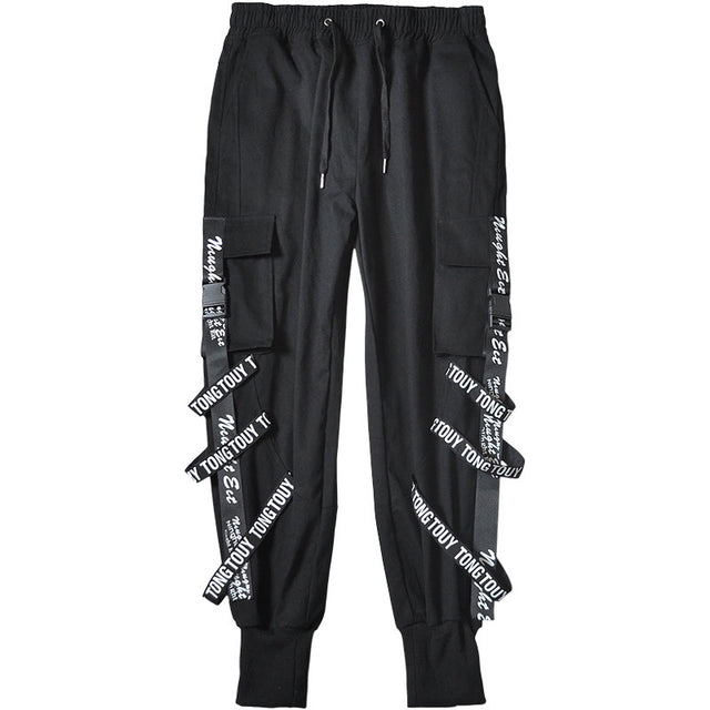 Black Multi-Pocket Cargo Joggers