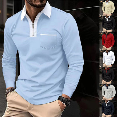 Men’s Zip-Collar Long-Sleeve Polo