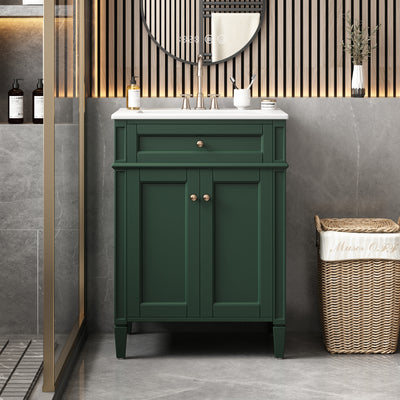 24-Inch Green Bathroom Vanity with Sink