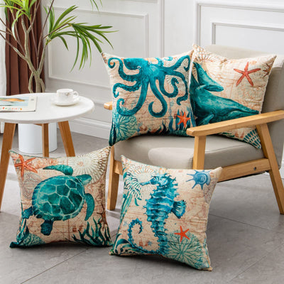 Coastal Print Pillow Covers