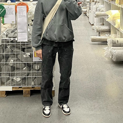 Washed Straight-Leg Cargo Pants