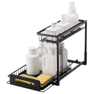 Compact 2-Tier Pull-Out Cabinet Organizer