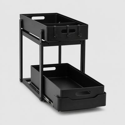 2-Tier Pull-Out Under-Sink Organizer on a neutral background